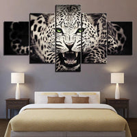 Black & White Wild Cat 5 Piece Canvas Wall Art Painting Wallpaper Poster Picture Print Photo Decor