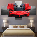 Luxury Red Ferrari Sports Car 5 Piece Canvas Wall Art Painting Wallpaper Poster Picture Print Photo Decor