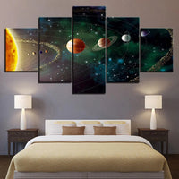 Planets Solar System Outer Space 5 Piece Canvas Wall Art Painting Wallpaper Poster Picture Print Photo Decor