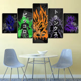 Dragon Ball Minimalist Vegeta, Piccolo, Goku, and Trunks 5 Piece Canvas Wall Art Painting Wallpaper Poster Picture Print Photo Decor