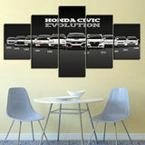 Honda Civic Evolution Car Enthusiasts 5 Piece Canvas Wall Art Painting Wallpaper Poster Picture Print Photo Decor