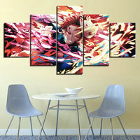 Demon Slayer Tanjiro Kamado Anime Lovers 5 Piece Canvas Wall Art Painting Wallpaper Poster Picture Print Photo Decor