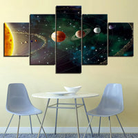 Planets Solar System Outer Space 5 Piece Canvas Wall Art Painting Wallpaper Poster Picture Print Photo Decor