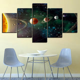 Planets Solar System Outer Space 5 Piece Canvas Wall Art Painting Wallpaper Poster Picture Print Photo Decor