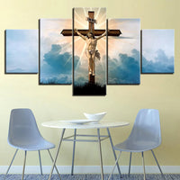 Jesus Cross Crucifix 5 Piece Canvas Wall Art Painting Wallpaper Poster Picture Print Photo Decor