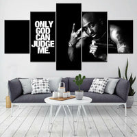 2Pac Makaveli Tupac Shakur Only God Can Judge Me 5 Piece Canvas Wall Art Painting Wallpaper Poster Picture Print Photo Decor