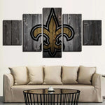 NFL Football Team New Orleans Saints Wood Background 5 Piece Canvas Wall Art Painting Wallpaper Poster Picture Print Photo Decor