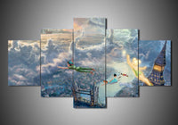 Peter Pan And Tinker Bell Flying Disney 5 Piece Canvas Wall Art Painting Wallpaper Poster Picture Print Photo Decor