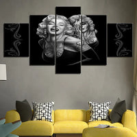 Black and White Marilyn Monroe Tattoo 5 Piece Canvas Wall Art Painting Wallpaper Poster Picture Print Photo Decor