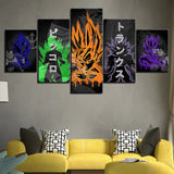 Dragon Ball Minimalist Vegeta, Piccolo, Goku, and Trunks 5 Piece Canvas Wall Art Painting Wallpaper Poster Picture Print Photo Decor