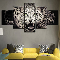 Black & White Wild Cat 5 Piece Canvas Wall Art Painting Wallpaper Poster Picture Print Photo Decor