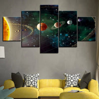 Planets Solar System Outer Space 5 Piece Canvas Wall Art Painting Wallpaper Poster Picture Print Photo Decor