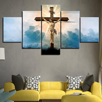 Jesus Cross Crucifix 5 Piece Canvas Wall Art Painting Wallpaper Poster Picture Print Photo Decor