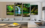 Natural Green Lake Waterfall Forest 4 Piece Canvas Wall Art Painting Wallpaper Poster Picture Print Photo Decor