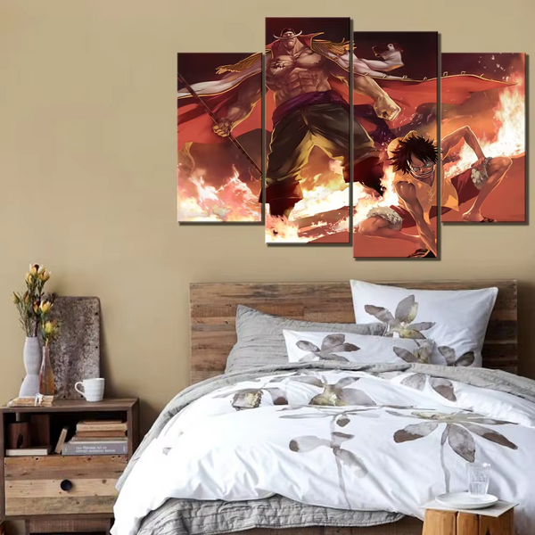 Luffy & Edward Newgate ONE PIECE Anime 4 Piece Canvas Wall Art Painting Wallpaper Poster Picture Print Photo Decor