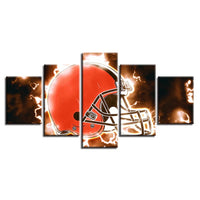 Cleveland Browns NFL Team Thunder Electric Helmet 5 Piece Canvas Wall Art Painting Wallpaper Poster Picture Print Photo Decor