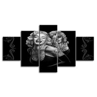 Black and White Marilyn Monroe Tattoo 5 Piece Canvas Wall Art Painting Wallpaper Poster Picture Print Photo Decor