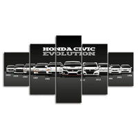 Honda Civic Evolution Car Enthusiasts 5 Piece Canvas Wall Art Painting Wallpaper Poster Picture Print Photo Decor