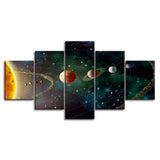 Planets Solar System Outer Space 5 Piece Canvas Wall Art Painting Wallpaper Poster Picture Print Photo Decor