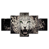 Black & White Wild Cat 5 Piece Canvas Wall Art Painting Wallpaper Poster Picture Print Photo Decor