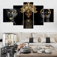 Black & Gold Woman African Art 5 Piece Canvas Wall Art Painting Wallpaper Poster Picture Print Photo Decor