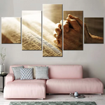 Christian Bible Praying Prayer Pray 5 Piece Canvas Wall Art Painting Wallpaper Poster Picture Print Photo Decor