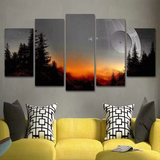 Death Star Forest Planet Star Wars 5 Piece Canvas Wall Art Painting Wallpaper Poster Picture Print Photo Decor