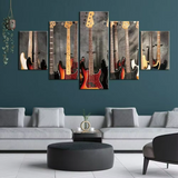 Electric Guitar Music 5 Piece Canvas Wall Art Painting Wallpaper Poster Picture Print Photo Decor