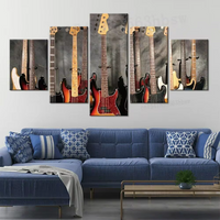 Electric Guitar Music 5 Piece Canvas Wall Art Painting Wallpaper Poster Picture Print Photo Decor