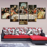 Christian Religion Jesus The Last Supper 5 Piece Canvas Wall Art Painting Wallpaper Poster Picture Print Photo Decor