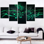 Neon Smoking Hands Abstract Glow Design 5 Piece Canvas Wall Art Painting Wallpaper Poster Picture Print Photo Decor