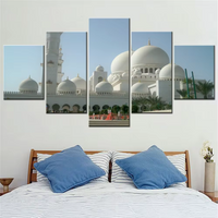 Sheikh Zayed Muslim Mosque Dubai UAE United Arab Emirates Islamic 5 Piece Canvas Wall Art Painting Wallpaper Poster Picture Print Photo Decor