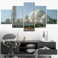 Sheikh Zayed Muslim Mosque Dubai UAE United Arab Emirates Islamic 5 Piece Canvas Wall Art Painting Wallpaper Poster Picture Print Photo Decor