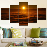 Sunset Above The Clouds Mountain Sunrise 5 Piece Canvas Wall Art Painting Wallpaper Poster Picture Print Photo Decor