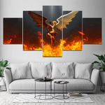 Mad Masters Angel And Demon On Fire 5 Piece Canvas Wall Art Painting Wallpaper Poster Picture Print Photo Decor