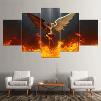 Mad Masters Angel And Demon On Fire 5 Piece Canvas Wall Art Painting Wallpaper Poster Picture Print Photo Decor