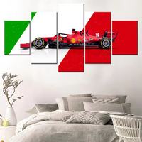 Italy Flag F1 Formula One Italian Ferrari Sports Racing Car 5 Piece Canvas Wall Art Painting Wallpaper Poster Picture Print Photo Decor