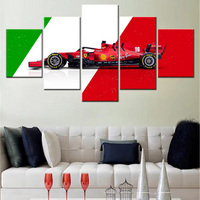 Italy Flag F1 Formula One Italian Ferrari Sports Racing Car 5 Piece Canvas Wall Art Painting Wallpaper Poster Picture Print Photo Decor