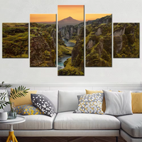 Sunset River Valley Landscape 5 Piece Canvas Wall Art Painting Wallpaper Poster Picture Print Photo Decor