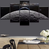 Moon Earth Space Galaxy 5 Piece Canvas Wall Art Painting Wallpaper Poster Picture Print Photo Decor