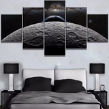 Moon Earth Space Galaxy 5 Piece Canvas Wall Art Painting Wallpaper Poster Picture Print Photo Decor