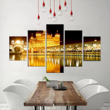 Sikh Wall Art Golden Temple At Night Amritsar India 5 Piece Canvas Wall Art Painting Wallpaper Poster Picture Print Photo Decor