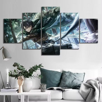 Attack On Titan Levi Ackerman Anime 5 Piece Canvas Wall Art Painting Wallpaper Poster Picture Print Photo Decor