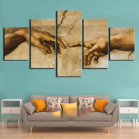 Michelangelo The Hand Of God 5 Piece Canvas Wall Art Painting Wallpaper Poster Picture Print Photo Decor