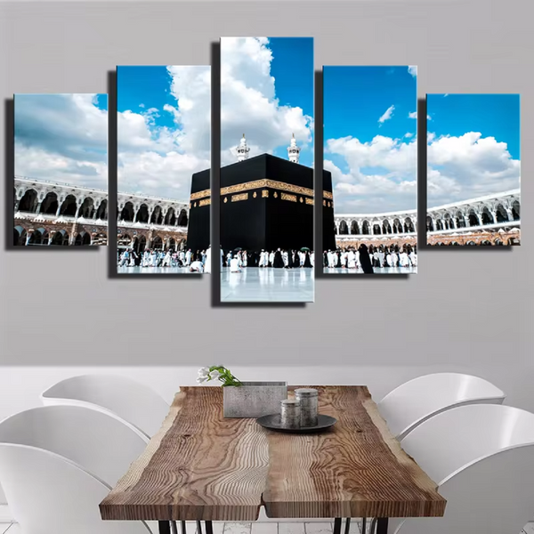 Islamic Hajj Pilgrimage Mecca Mosque Saudi Arabia Musilm 5 Piece Canvas Wall Art Painting Wallpaper Poster Picture Print Photo Decor