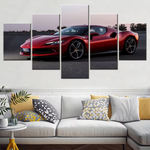 Ferrari 296 GTB Sports Car 5 Piece Canvas Wall Art Painting Wallpaper Poster Picture Print Photo Decor