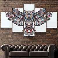 Abstract Owl Animal 5 Piece Canvas Wall Art Painting Wallpaper Poster Picture Print Photo Decor