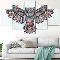 Abstract Owl Animal 5 Piece Canvas Wall Art Painting Wallpaper Poster Picture Print Photo Decor