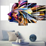 Abstract Colorful Modern Human Face Design 5 Piece Canvas Wall Art Painting Wallpaper Poster Picture Print Photo Decor