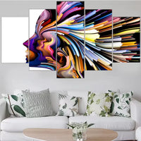 Abstract Colorful Modern Human Face Design 5 Piece Canvas Wall Art Painting Wallpaper Poster Picture Print Photo Decor